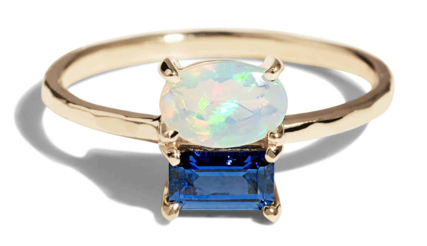 Custom Orla Opal and Blue Sapphire Ring