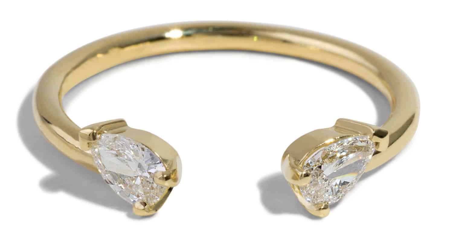 Custom Open Lash Pear Diamond Ring