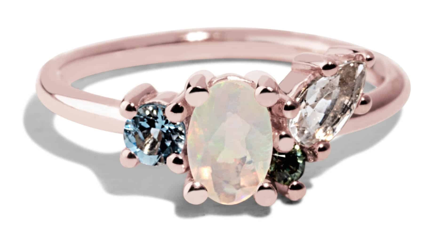 Custom Opal and Sapphire Cluster Ring