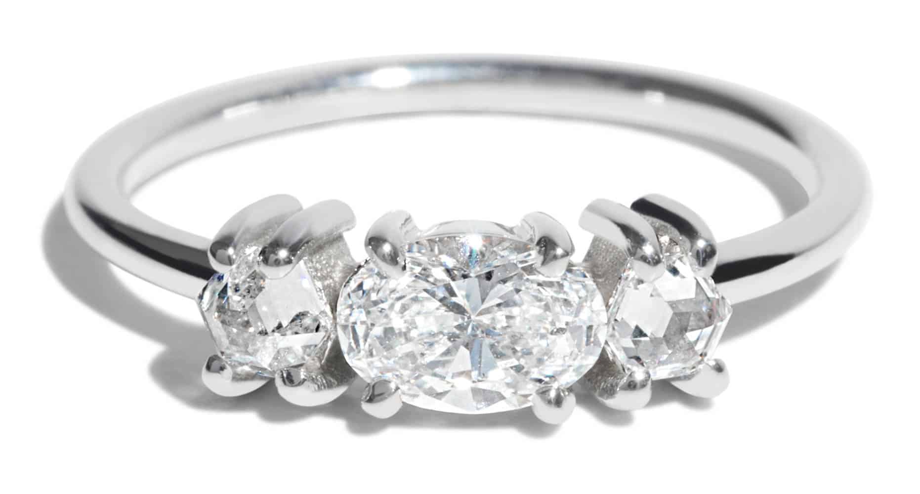 Custom Oval and Hex Cut Diamond Ring