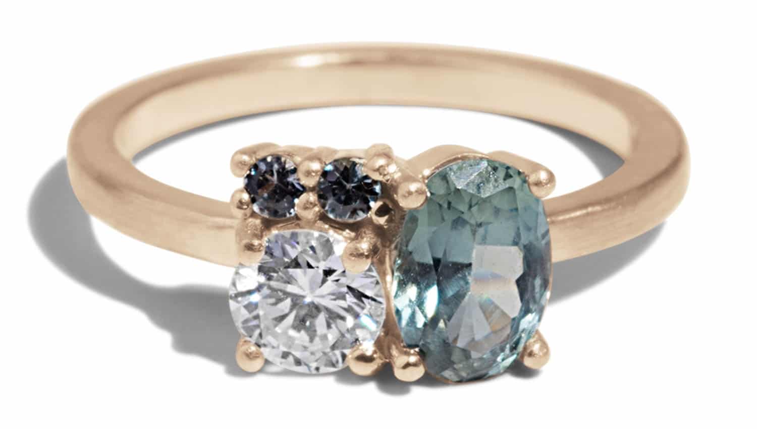 Custom Diamond and Blue Sapphire Ring