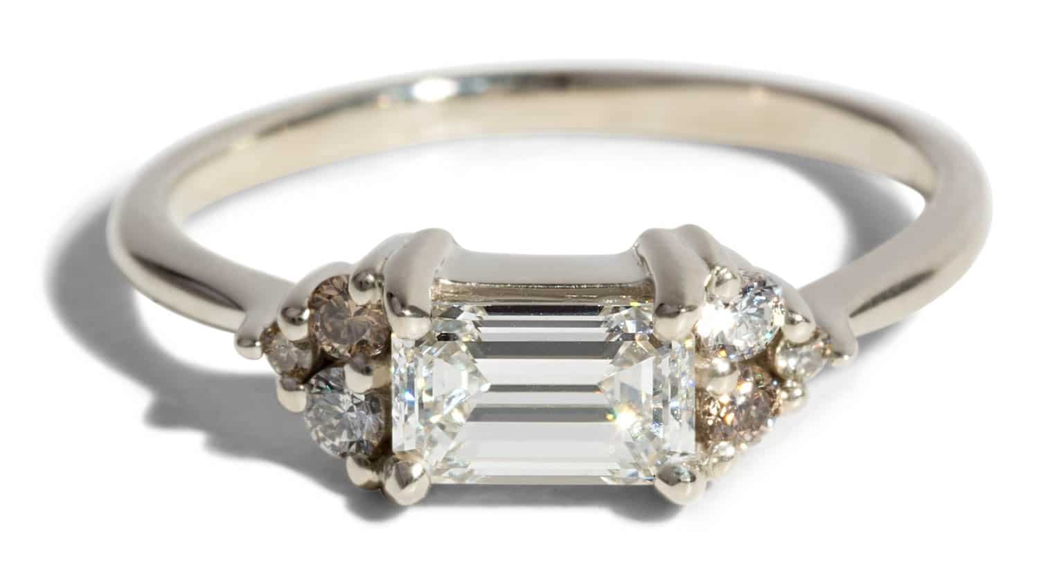 Custom Emerald Cut Diamond Cluster Ring