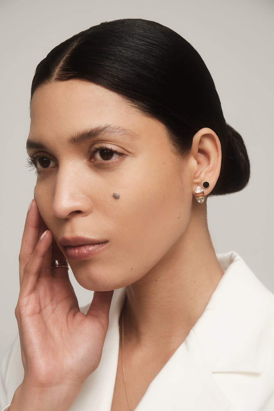 Senna Studs with Black Enamel on figure