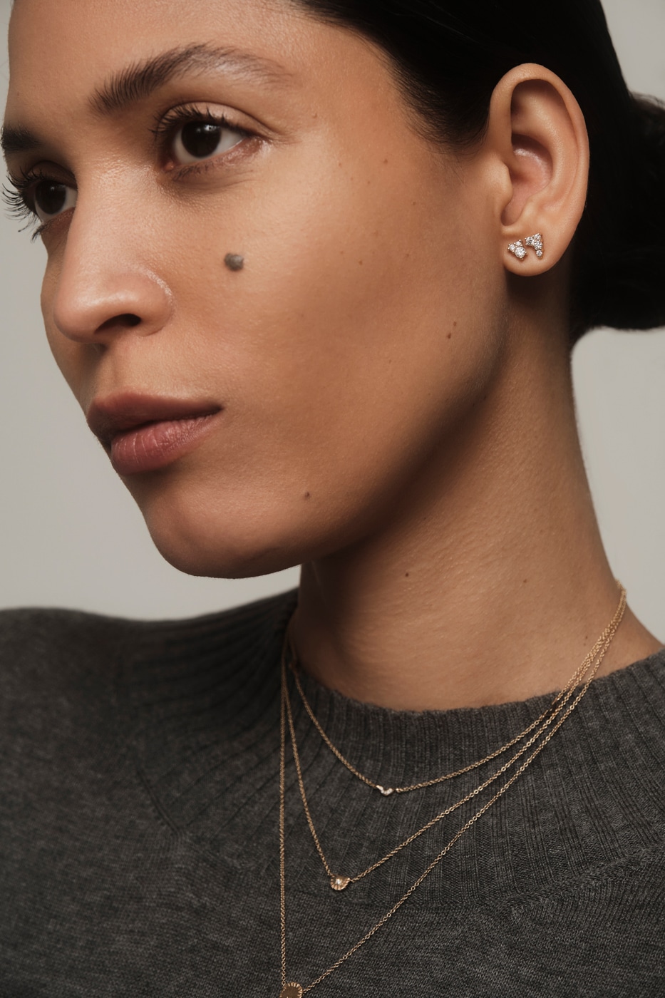 Radial Cluster Diamond Studs on figure