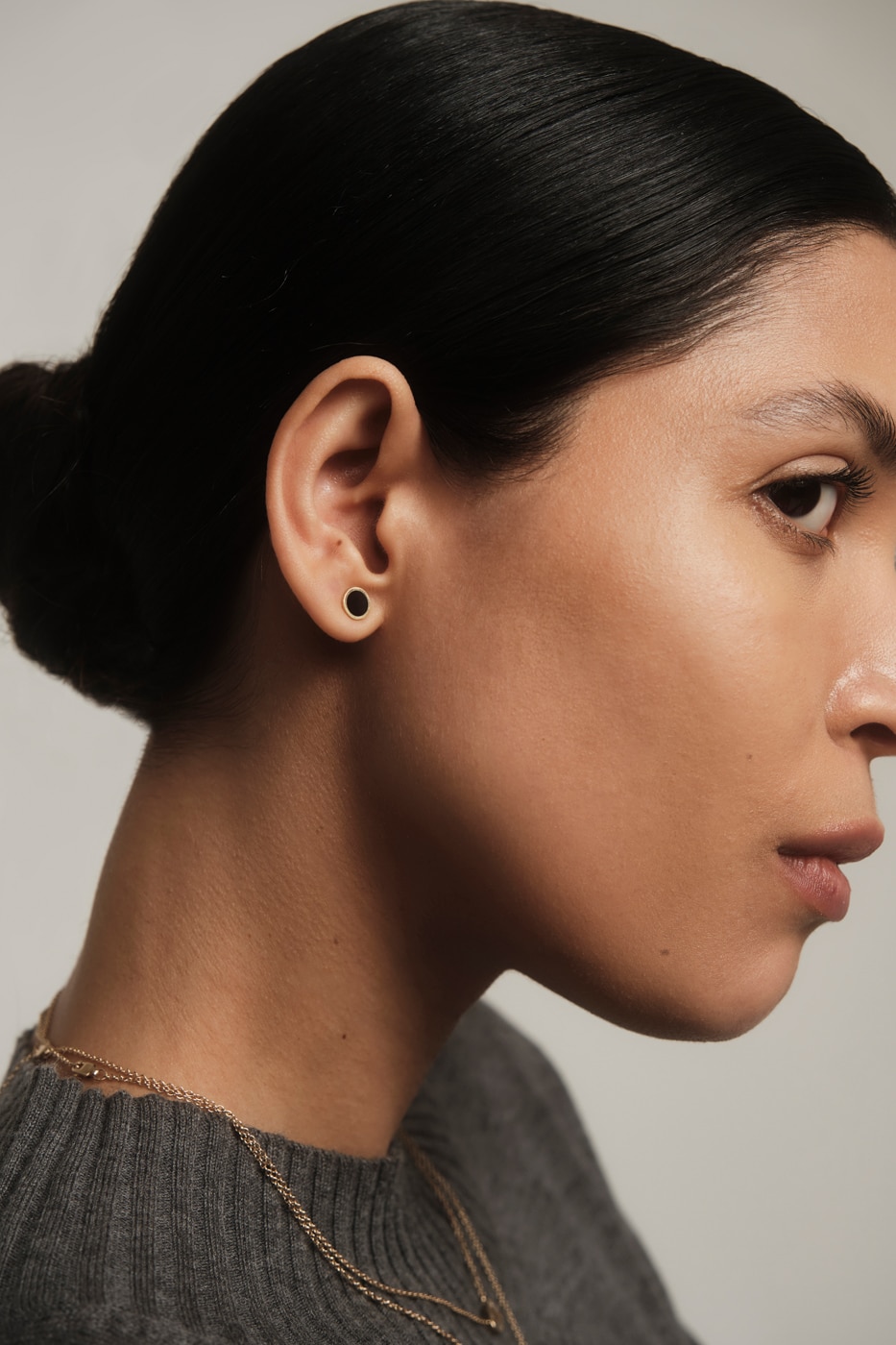 Senna Studs with Black Enamel on figure