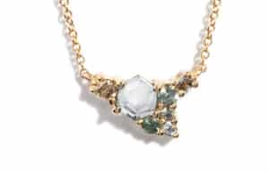 Radial Cluster Hex Sapphire Pendant Yellow Gold