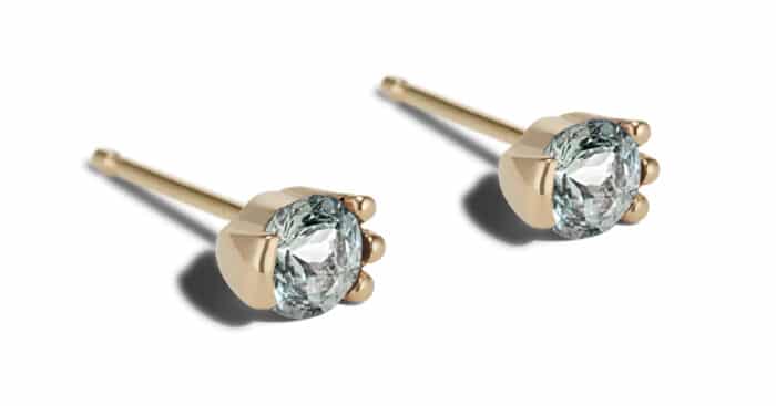 Lash Blue Green Sapphire Studs Yellow Gold - Image 2