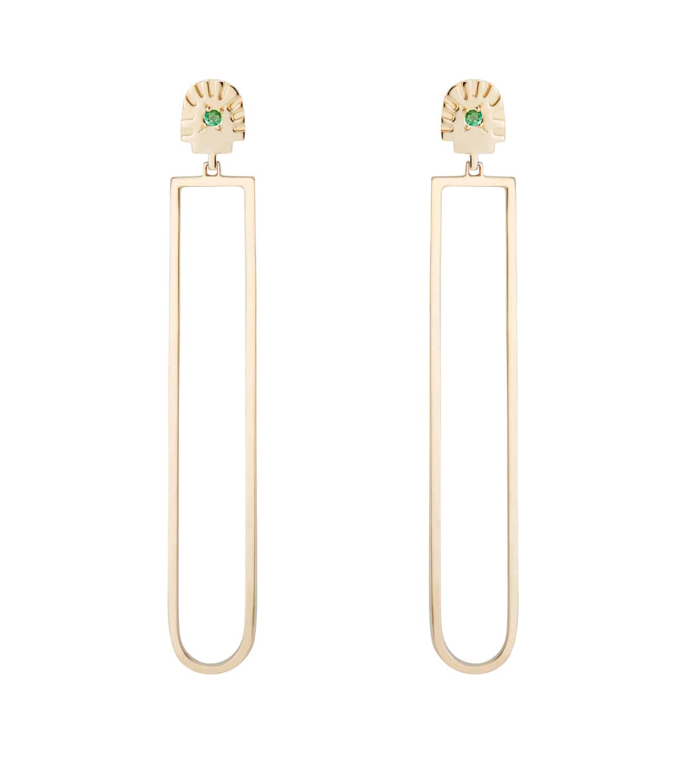 Ray Fringe Emerald Drops Yellow Gold