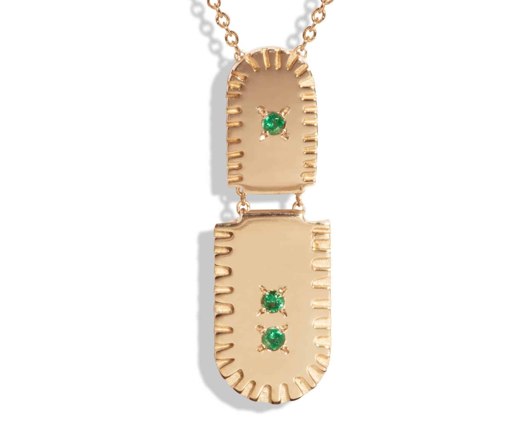 Ray Fringe Emerald Pendant Yellow Gold