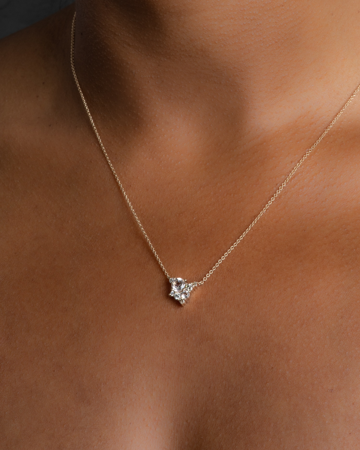 Burst Cluster Morganite with Diamond Pendant on figure