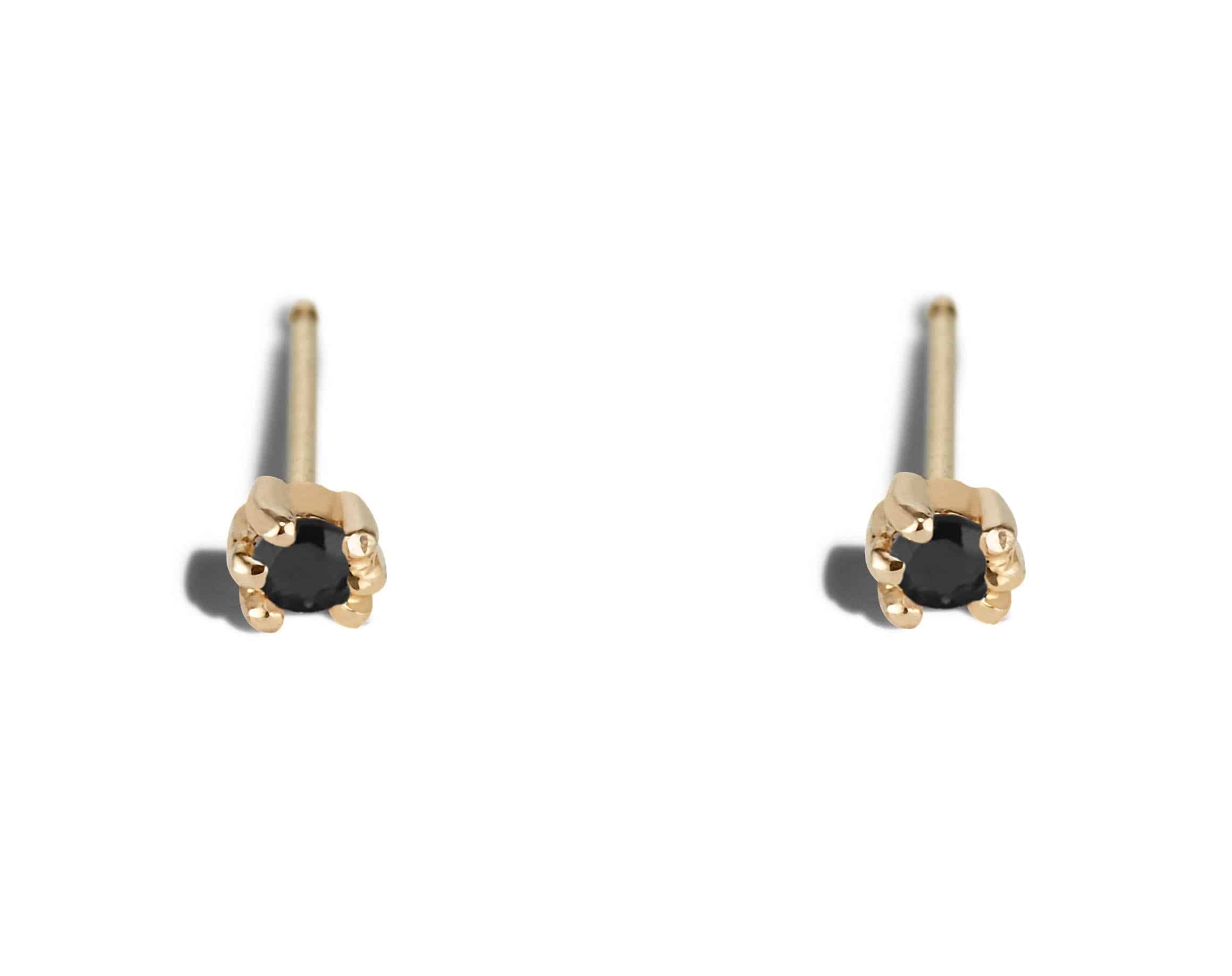 Lash Mini Black Diamond Studs Yellow Gold