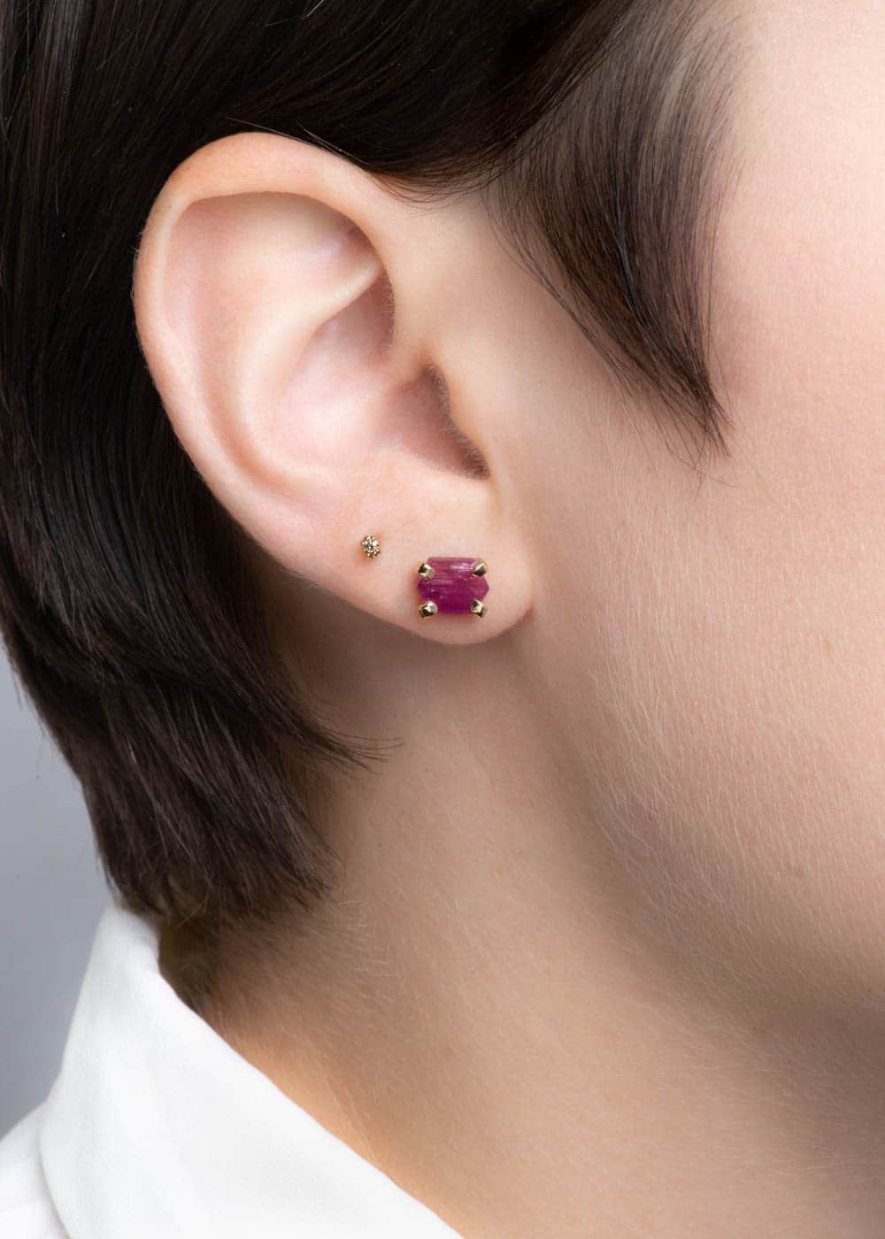 Ruby Slice Studs on figure