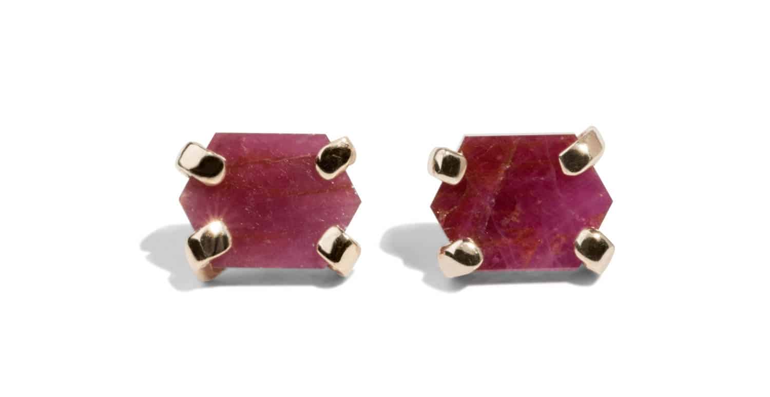 Ruby Slice Studs Yellow Gold