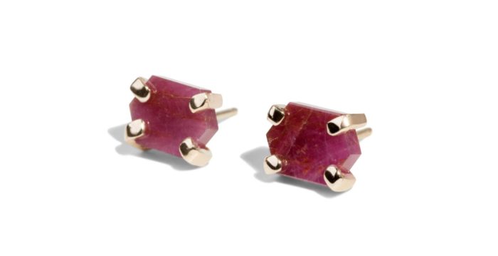 Ruby Slice Studs Yellow Gold - Image 2