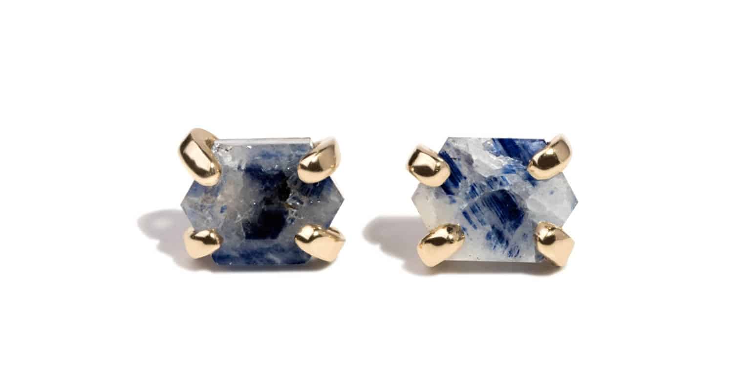 Sapphire Slice Studs Yellow Gold