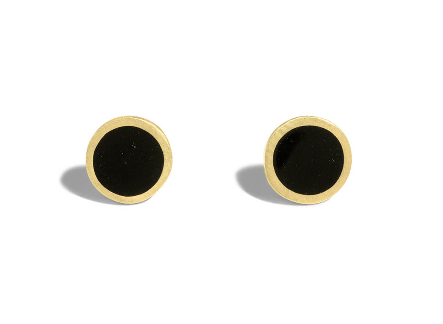 Senna Studs with Black Enamel Yellow Gold