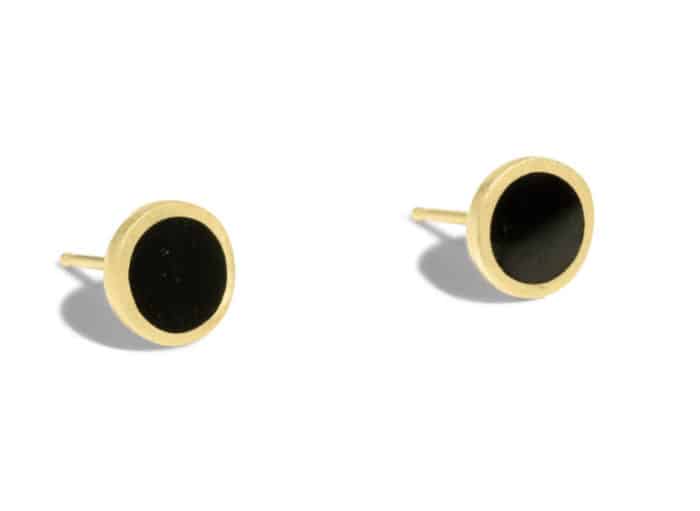 Senna Studs with Black Enamel Yellow Gold - Image 2
