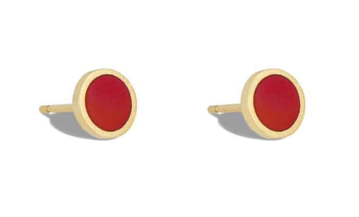 Senna Studs with Tomato Red Enamel Yellow Gold - Image 2