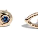 Aira Blue Sapphire Studs Yellow Gold