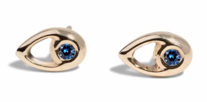 Aira Blue Sapphire Studs Yellow Gold