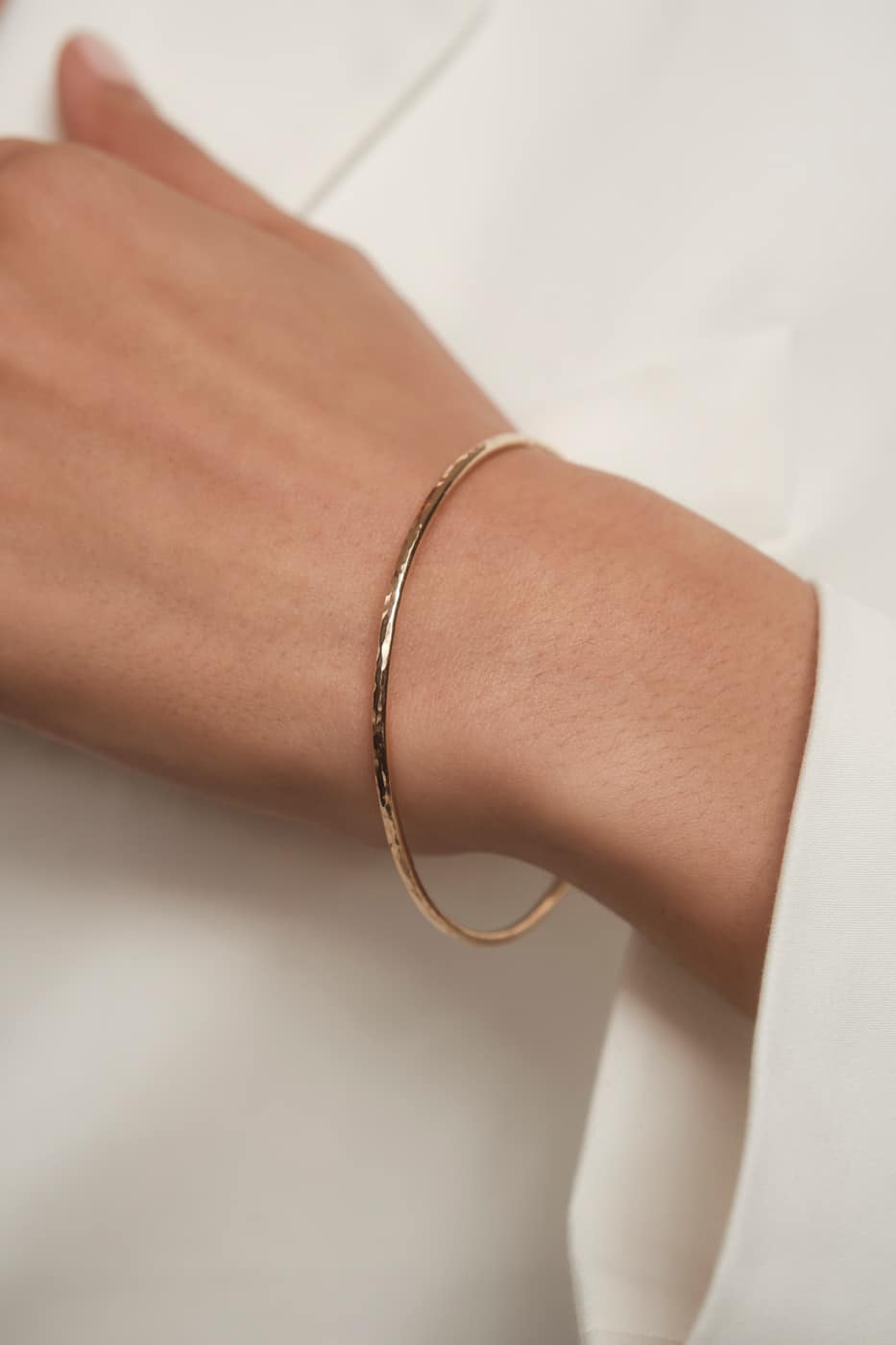 Hammered Narrow Bangle on figure