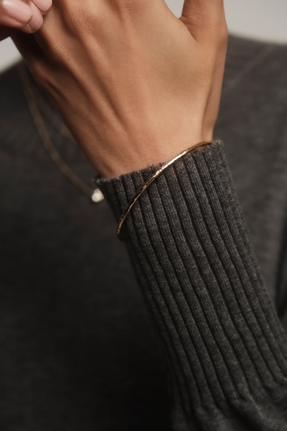 Hammered Narrow Bangle on figure