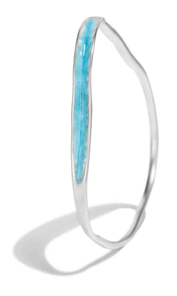 Arc Bracelet with Robin's Egg Blue Enamel Silver - Image 2