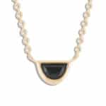 Half-Moon Black Jade Pendant Yellow Gold