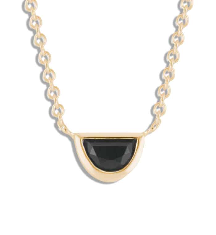 Half-Moon Black Jade Pendant Yellow Gold
