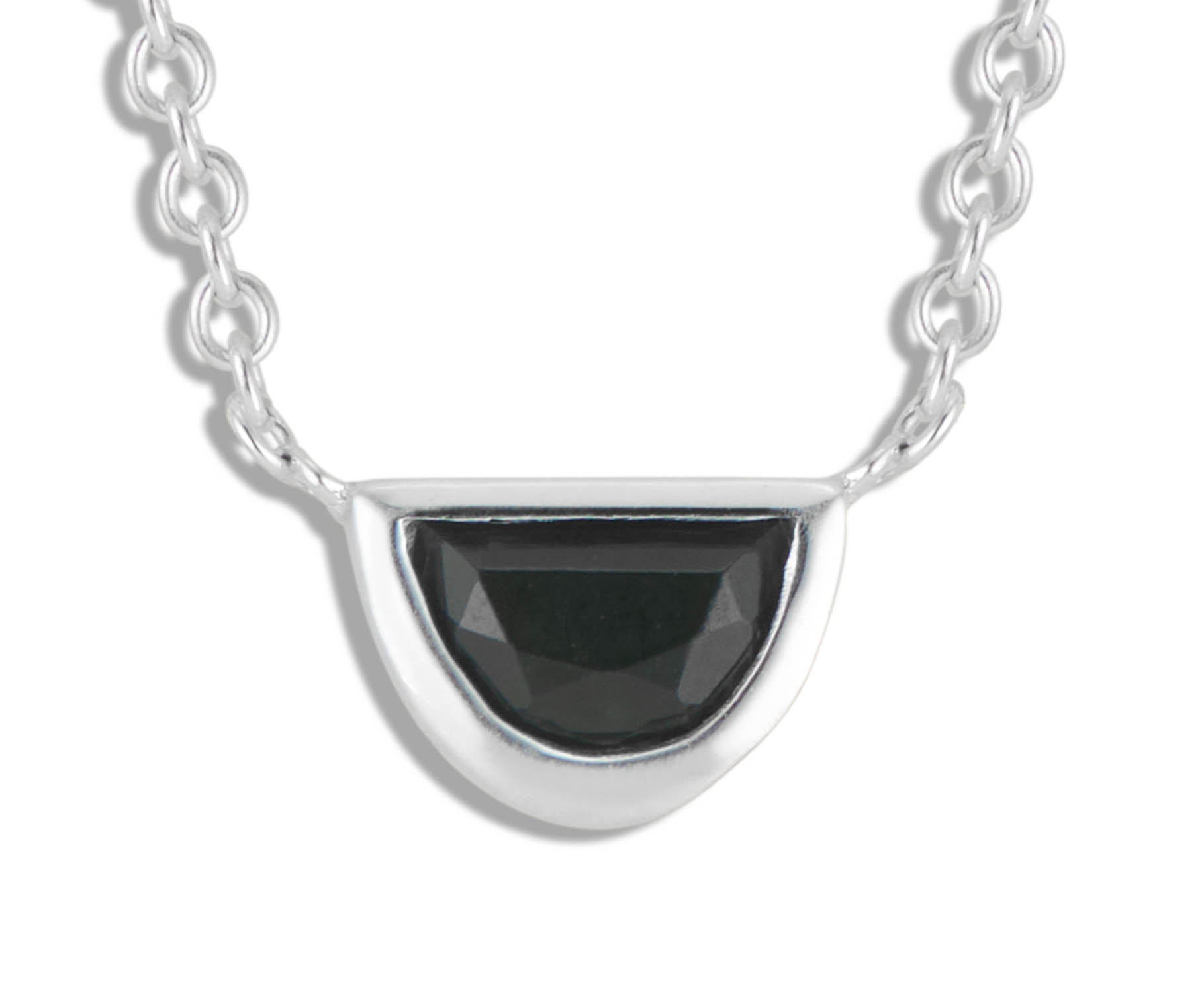 Half-Moon Black Jade Pendant Silver