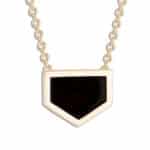 Shield Black Jade Slice Pendant Yellow Gold