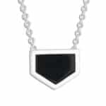 Shield Black Jade Slice Pendant Silver