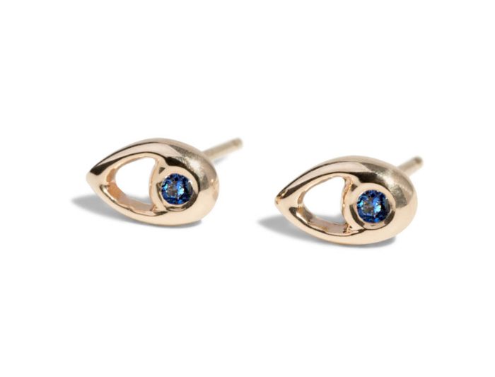 Aira Blue Sapphire Studs Yellow Gold - Image 2