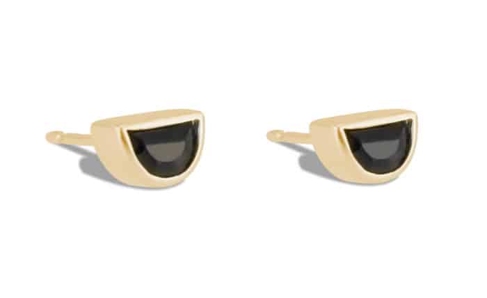 Half-Moon Black Jade Studs Yellow Gold - Image 2