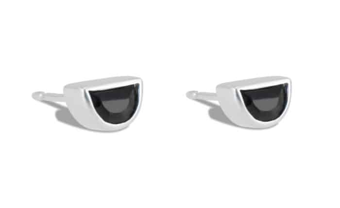 Half-Moon Black Jade Studs Silver - Image 2