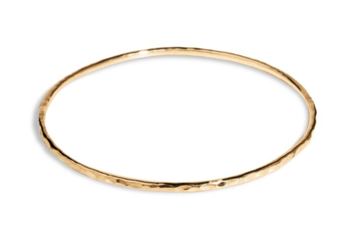 Hammered Narrow Bangle Yellow Gold