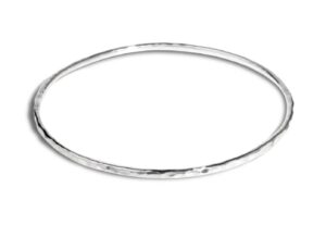 Hammered Narrow Bangle Silver