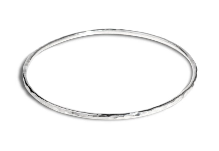 Hammered Narrow Bangle Silver