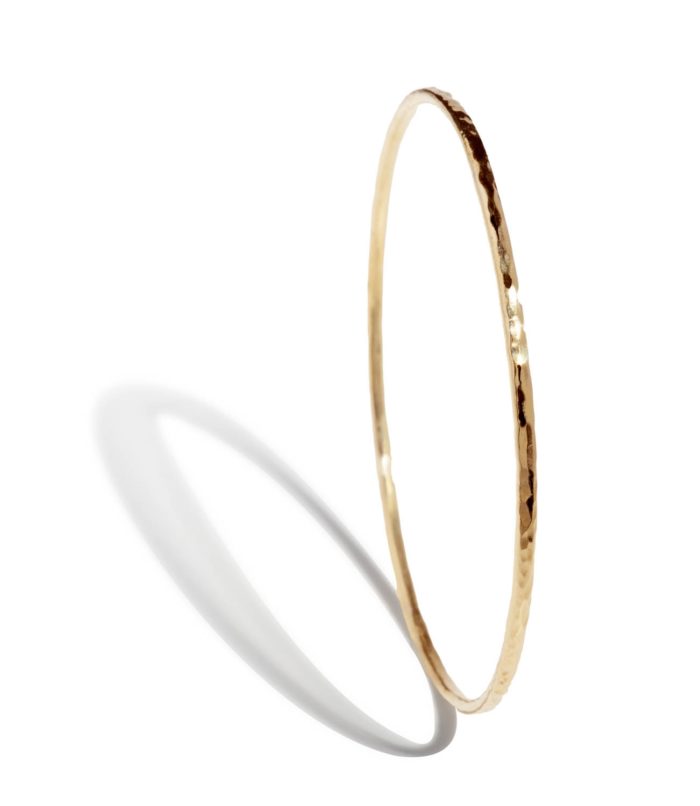 Hammered Narrow Bangle Yellow Gold - Image 2