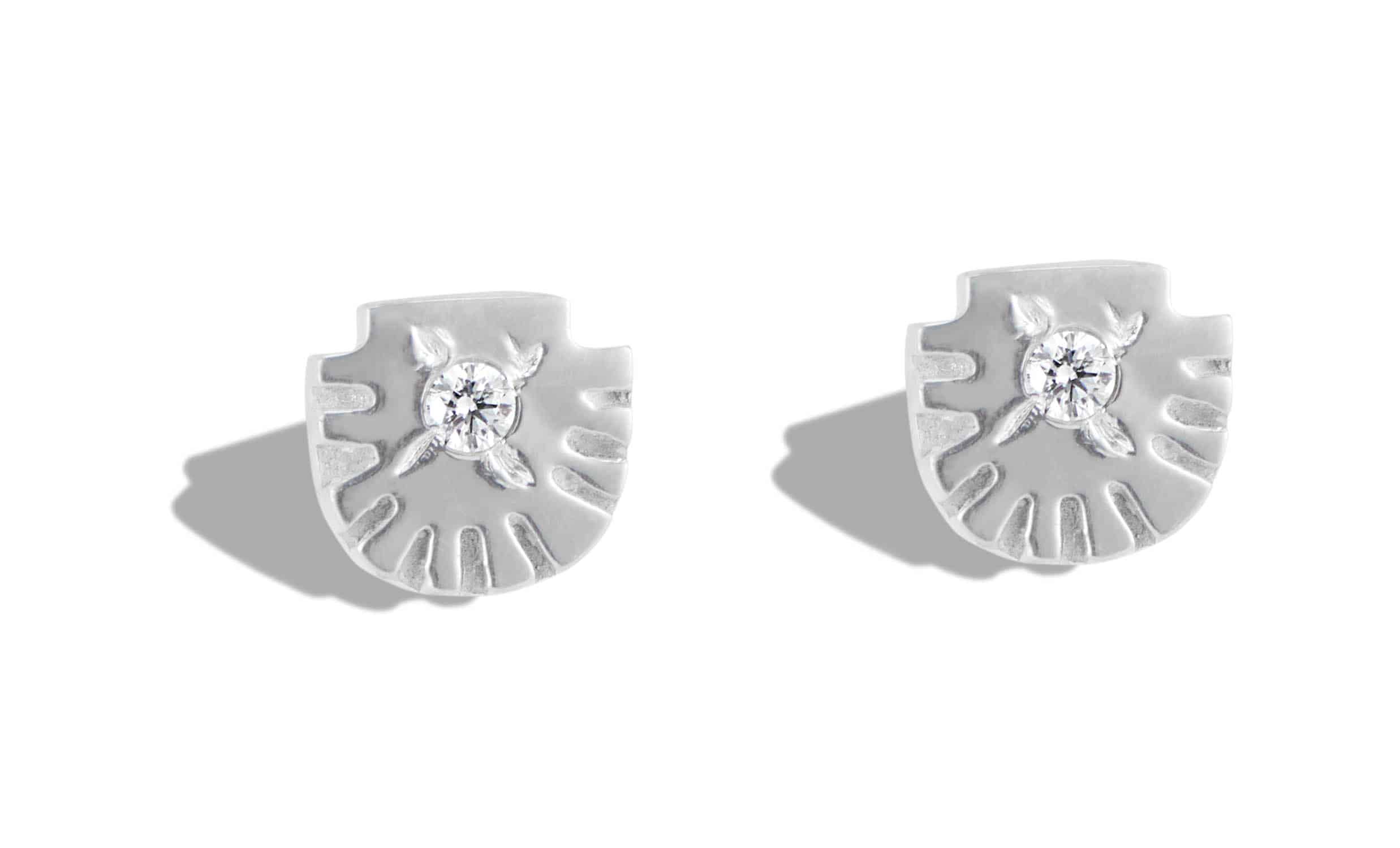 Ray Fringe Diamond Studs Silver