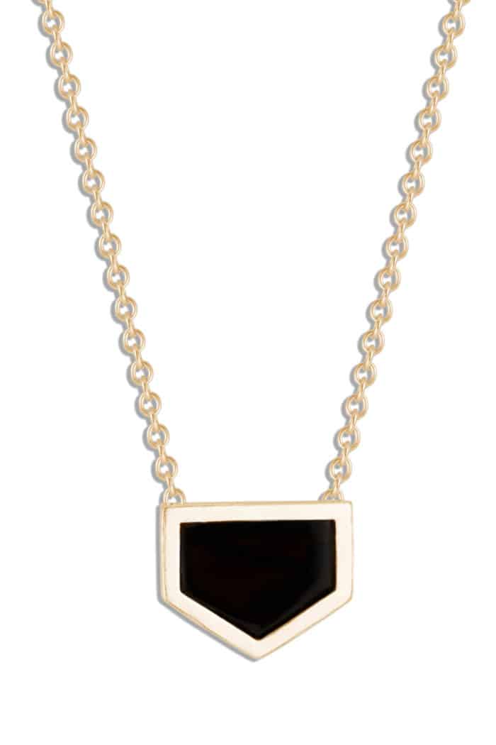 Shield Black Jade Slice Pendant Yellow Gold - Image 2
