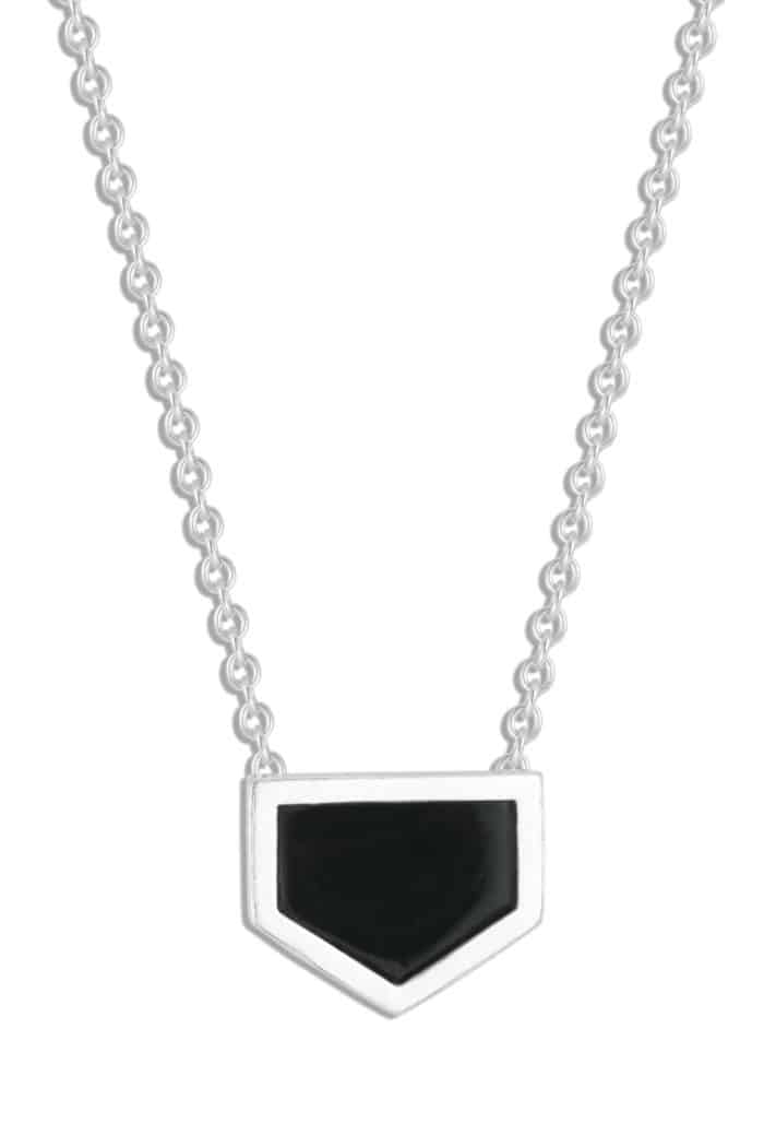 Shield Black Jade Slice Pendant Silver - Image 2
