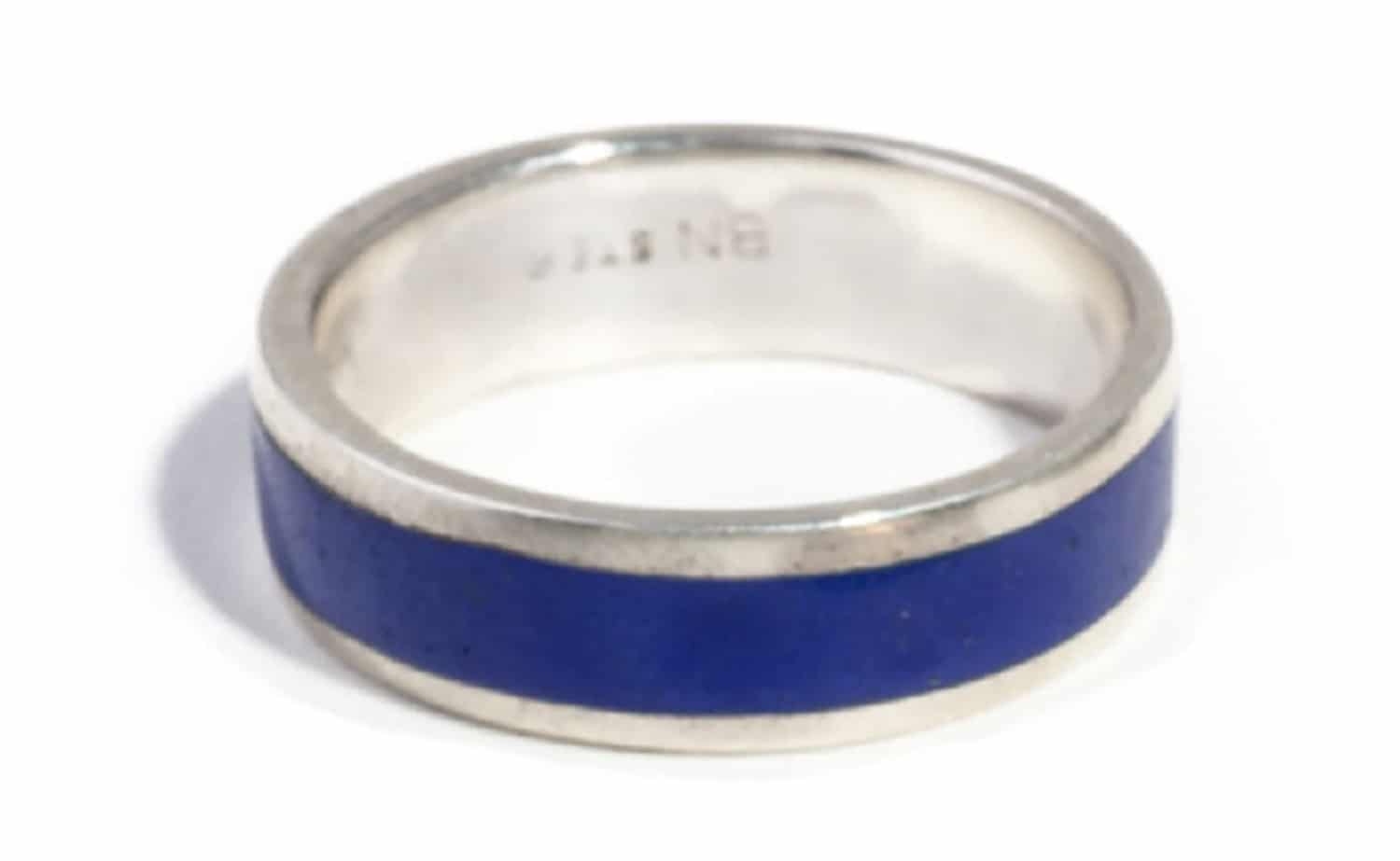 Senna Tall Band with Cobalt Blue Enamel Size 7.75