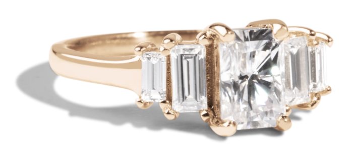 Custom Radiant Cut Moissanite Baguette Ring - Image 3