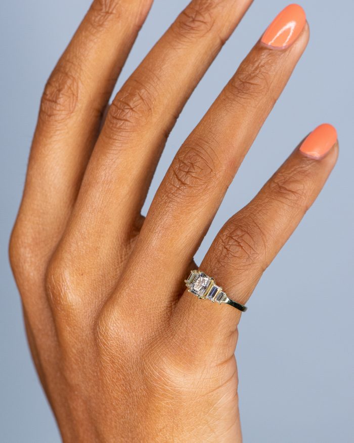 Custom Radiant Cut Moissanite Baguette Ring - Image 2