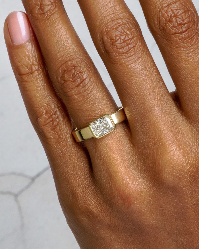 Custom Bezel Set 1.71ct Radiant Cut Diamond Solitaire Ring - Image 2