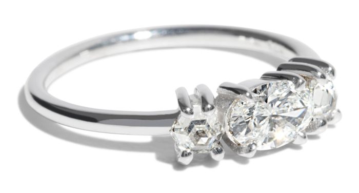 Custom Oval and Hex Cut Diamond Ring - Image 2