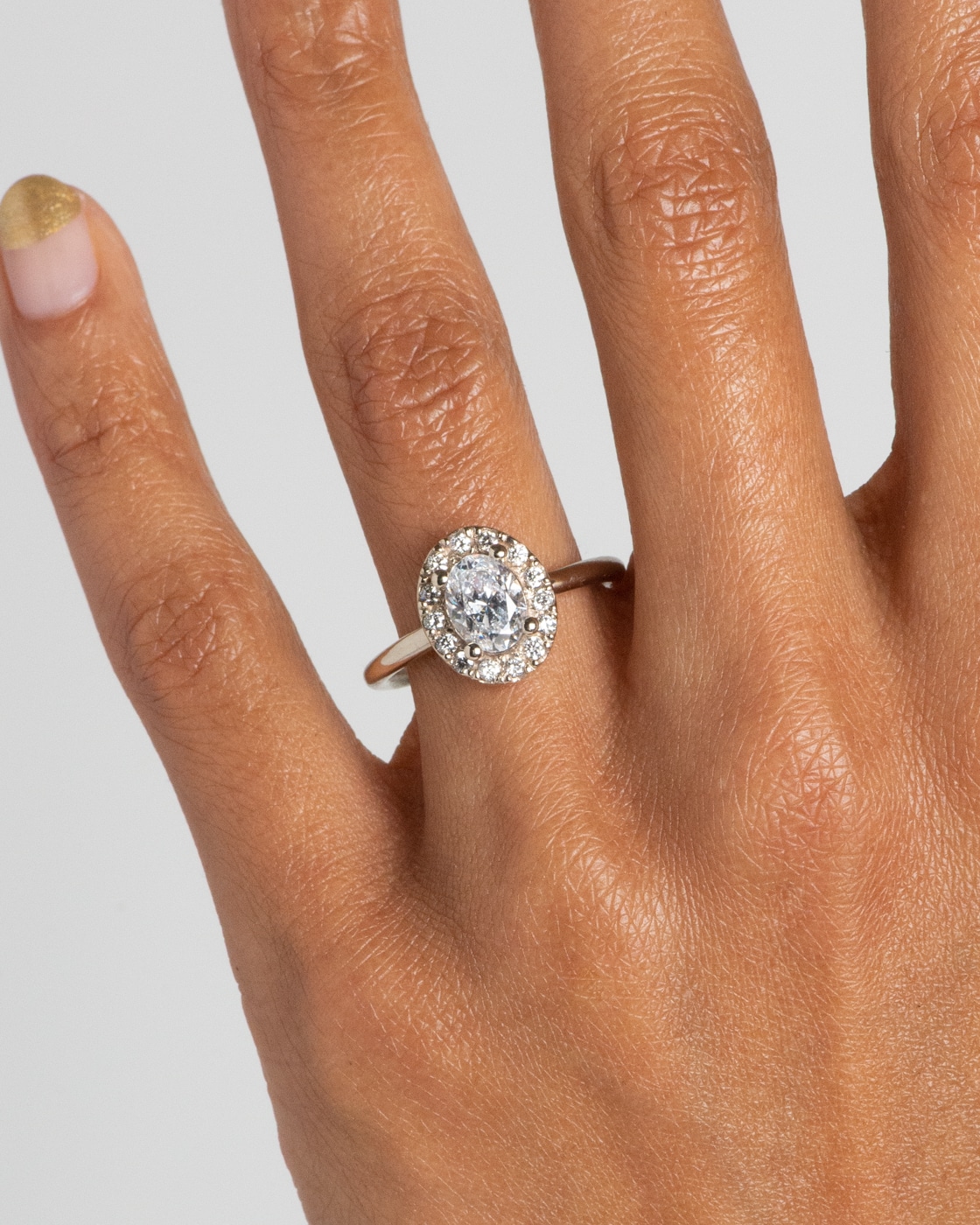 Dez Diamond Oval Halo Ring 1.0ct on figure
