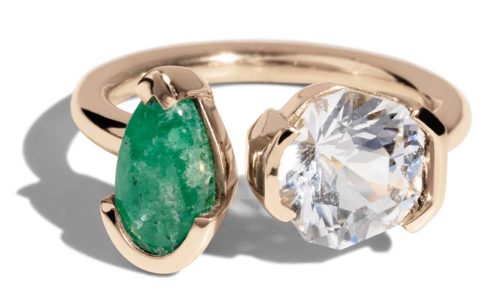 Open Lash Emerald and Phenakite Ring Size 8