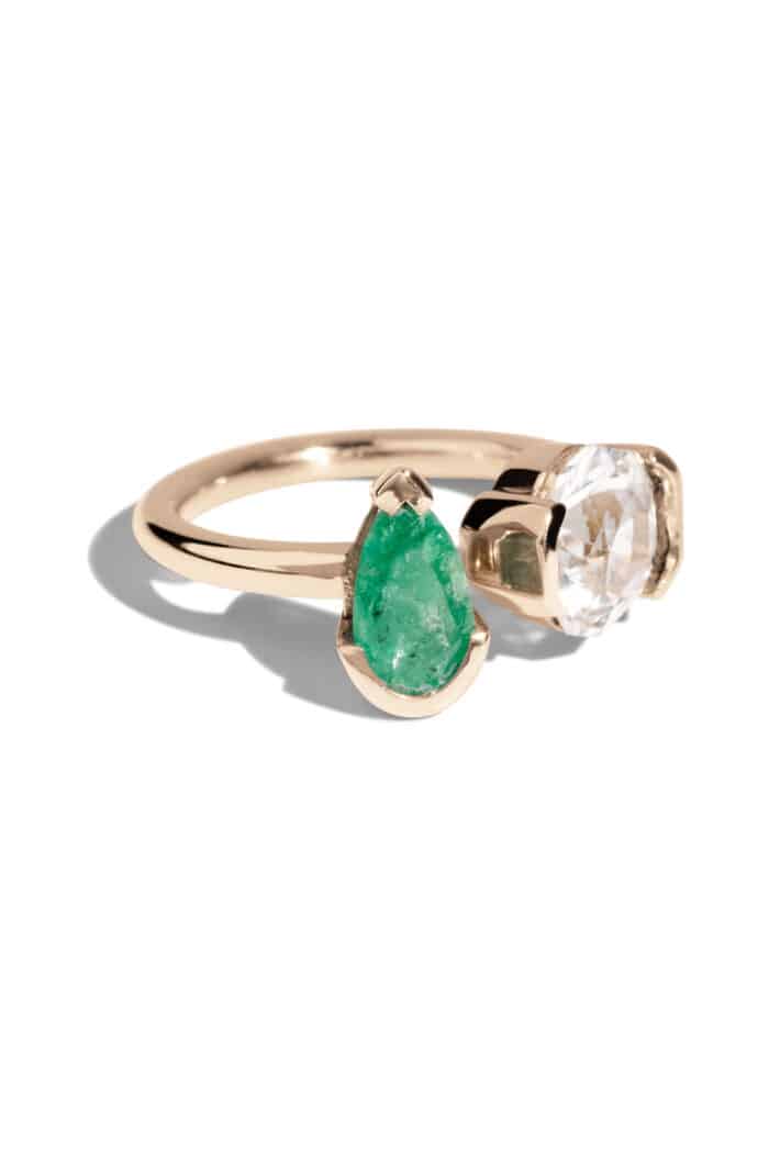 Open Lash Emerald and Phenakite Ring Size 8 - Image 2